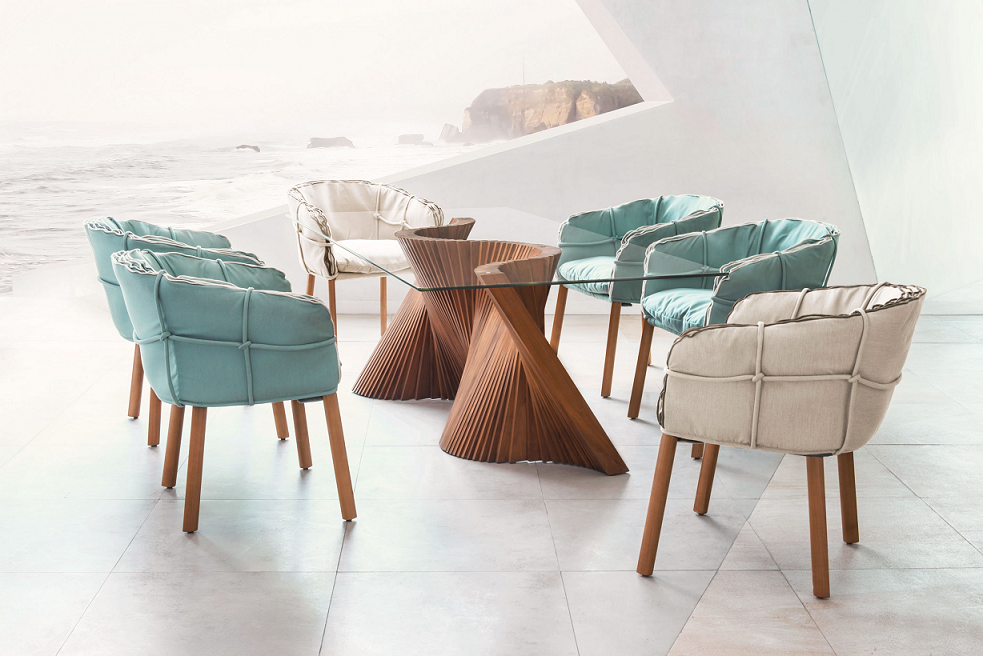 Parchment Dining Chairs + Wave Table at Hoff Miller